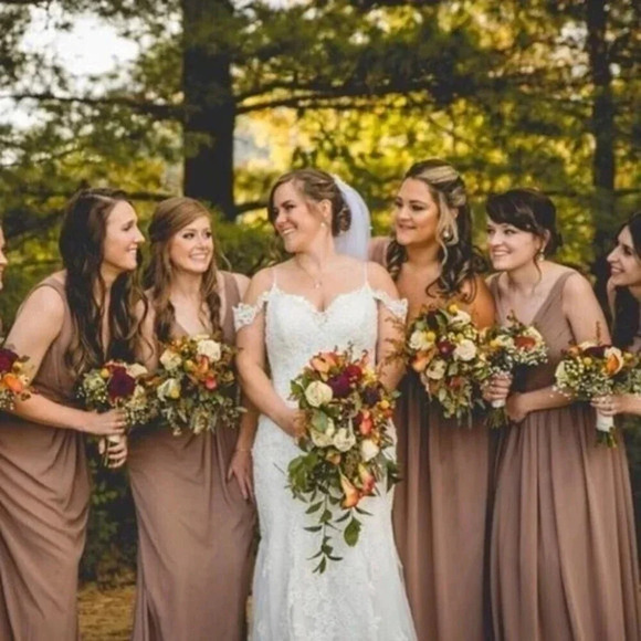 BILL LEVKOFF Style 976 Chiffon Strapless Latte - Picture 3 of 15